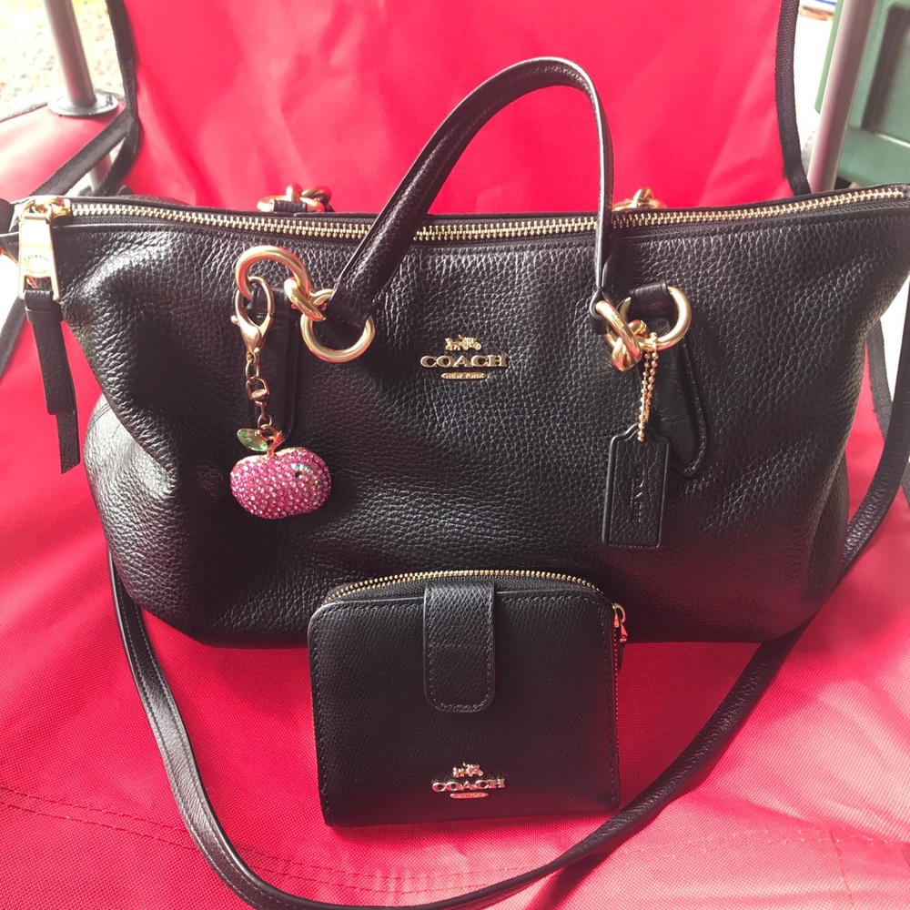 Black Leather Coach and Wallet